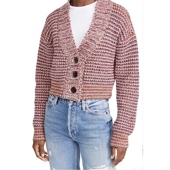 THE GREAT striped cropped cardigan sweater NEW - Picture 1 of 12
